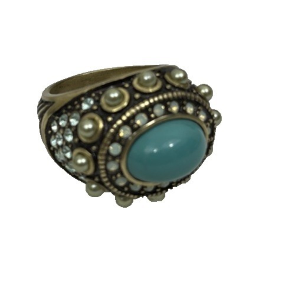 Heidi Daus Rhapsody in Hues Turquoise Colored Swarovski Crystal Ring Size 8.5